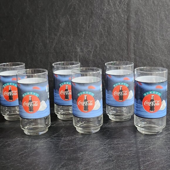 Set of 6 1980's 16 oz Always Cool Coca-Cola, Polar Bear Glass - Picture 4 of 7